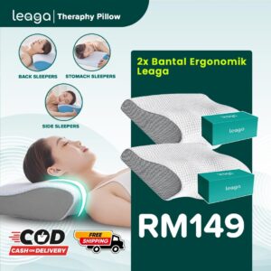 (NEW LEAGA PILLOW) Therapy Pillow- Pakej Queen – 2 PCS